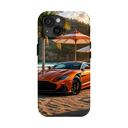 Aston Martin DBS Superleggera Orange Beach Sunset