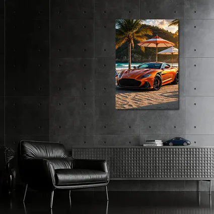 Aston Martin DBS Superleggera Orange Beach Sunset