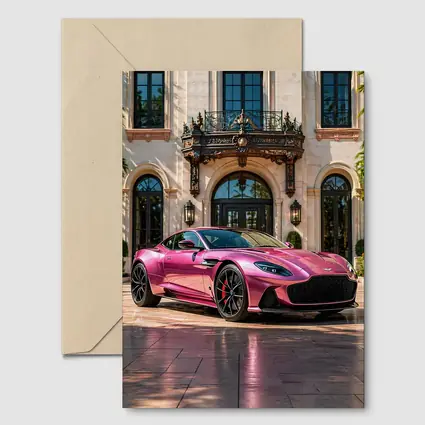 Aston Martin DBS Superleggera Pink Mansion Driveway
