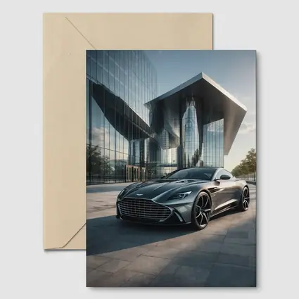 Aston Martin Vanquish Gray Modern Glass Building