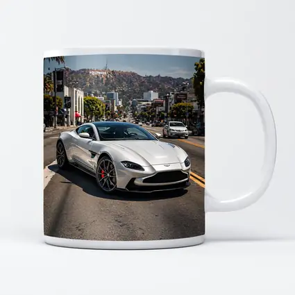 Aston Martin Vantage Silver Hollywood Street Scene
