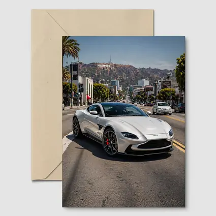 Aston Martin Vantage Silver Hollywood Street Scene