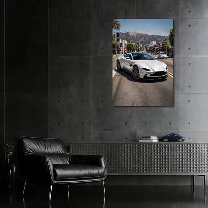 Aston Martin Vantage Silver Hollywood Street Scene