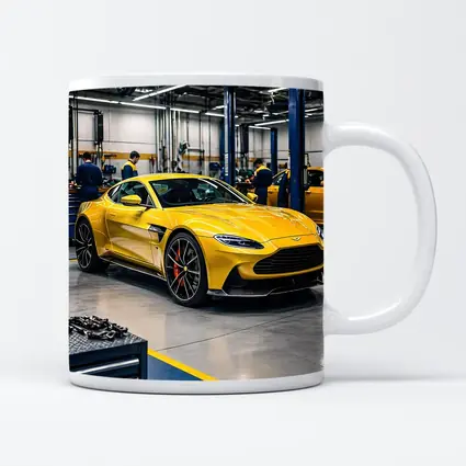 Aston Martin Vantage Yellow Car Service Garage