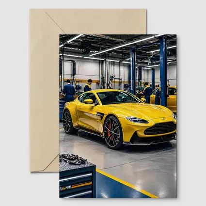 Aston Martin Vantage Yellow Car Service Garage