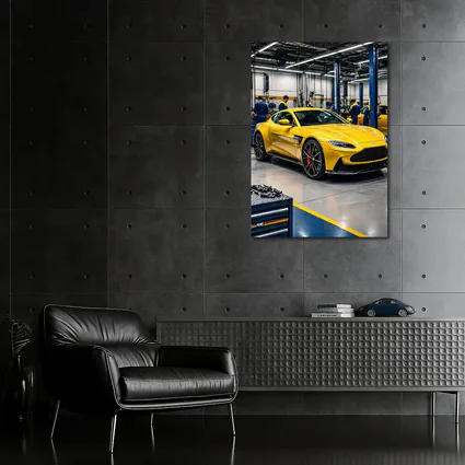 Aston Martin Vantage Yellow Car Service Garage