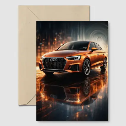 Audi A3 Orange Sedan Neon City Night