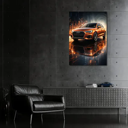 Audi A3 Orange Sedan Neon City Night