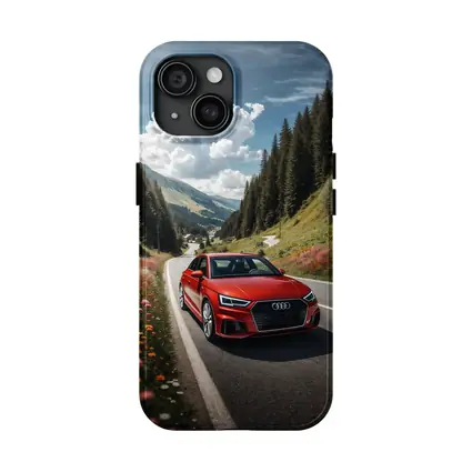 Red Audi A3 Mountain Road Alpine Drive