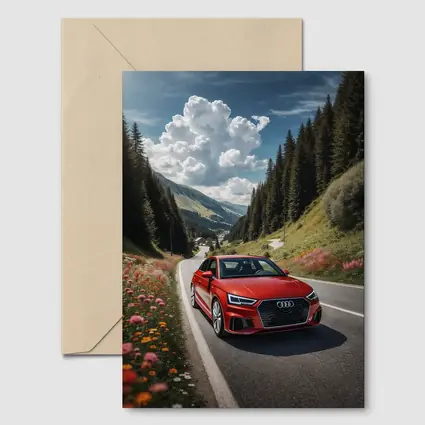 Red Audi A3 Mountain Road Alpine Drive