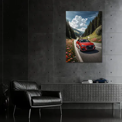 Red Audi A3 Mountain Road Alpine Drive
