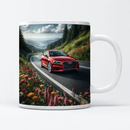Red Audi RS5 on Scenic Mountain Road