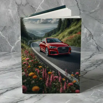 Red Audi RS5 on Scenic Mountain Road