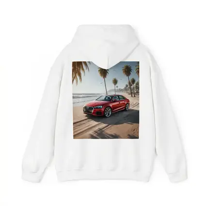 Audi A3 Red Sedan Parked On Beach