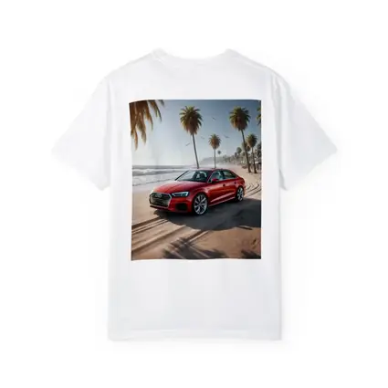 Audi A3 Red Sedan Parked On Beach