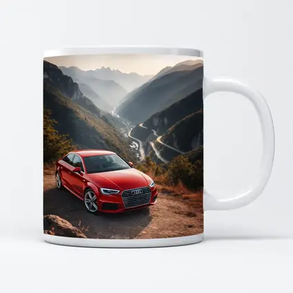 Red Audi A3 Mountain Valley Road