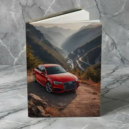 Red Audi A3 Mountain Valley Road