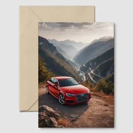 Red Audi A3 Mountain Valley Road