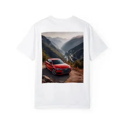 Red Audi A3 Mountain Valley Road
