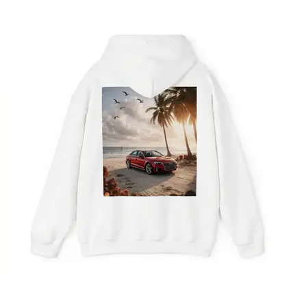 Audi A3 Parked on Tropical Beach Shore