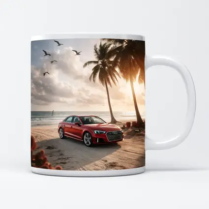 Audi A3 Parked on Tropical Beach Shore