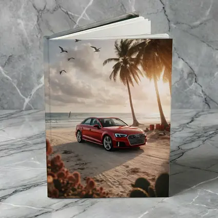 Audi A3 Parked on Tropical Beach Shore