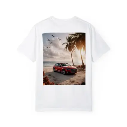 Audi A3 Parked on Tropical Beach Shore