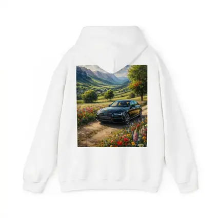 Audi A4 Parked Among Wildflowers Mountain Valley