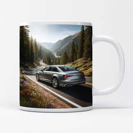 Audi A6 Silver Sedan Mountain Road Drive