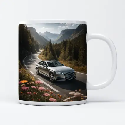 Audi A4 Sedan on Mountain Forest Road