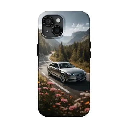 Audi A4 Sedan on Mountain Forest Road