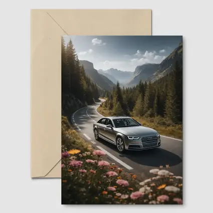 Audi A4 Sedan on Mountain Forest Road
