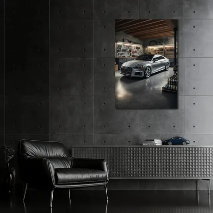 Audi A5 Silver Coupe Parked In Garage