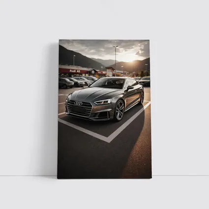 Audi A5 Parked at Sunset Mountains