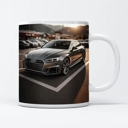 Audi A5 Parked at Sunset Mountains