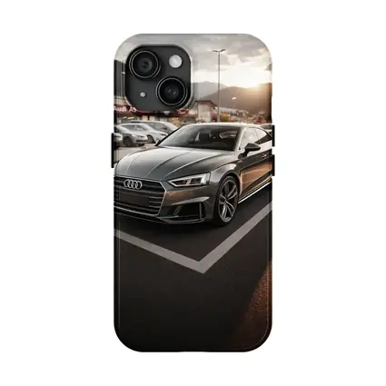 Audi A5 Parked at Sunset Mountains