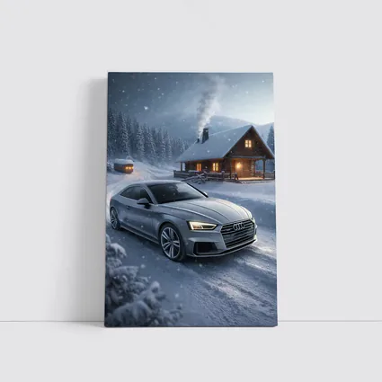 Audi A5 Coupe Snowy Winter Cabin Night