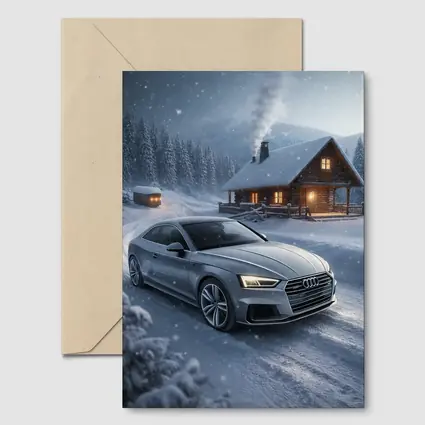 Audi A5 Coupe Snowy Winter Cabin Night