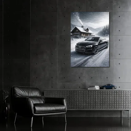 Audi A5 Black Coupe Snowy Mountain Setting
