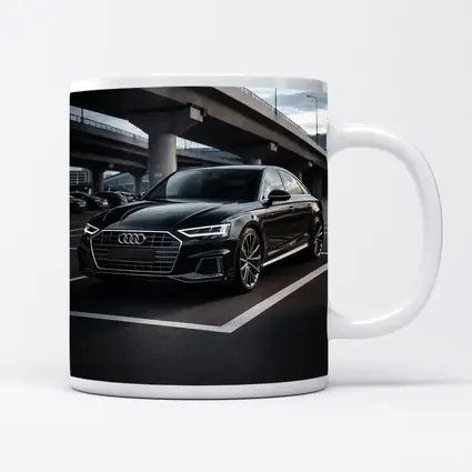 Audi A8 Black Sedan Urban Overpass Setting