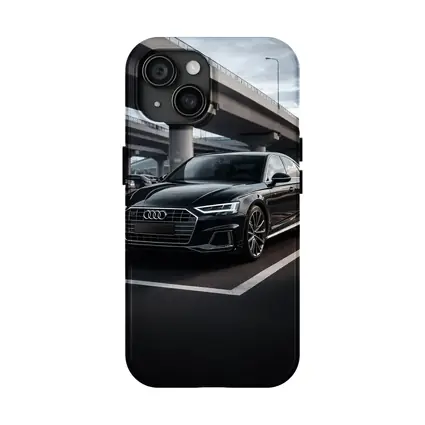 Audi A8 Black Sedan Urban Overpass Setting