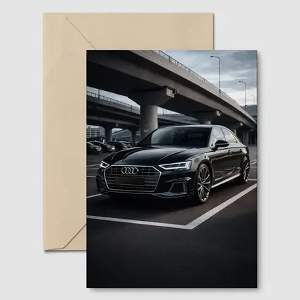 Audi A8 Black Sedan Urban Overpass Setting