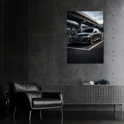 Audi A8 Black Sedan Urban Overpass Setting