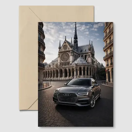 Audi A6 Parked Before Notre Dame Paris