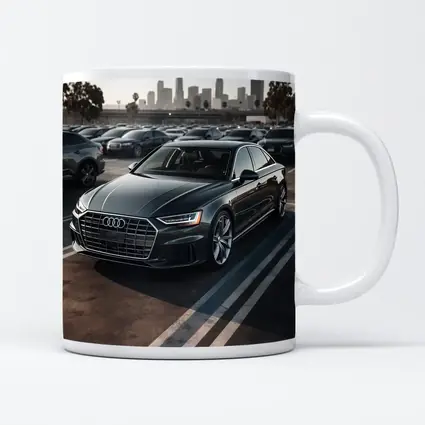Audi A8 Dark Gray City Parking Lot