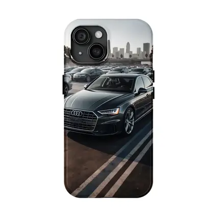 Audi A8 Dark Gray City Parking Lot