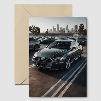 Audi A8 Dark Gray City Parking Lot