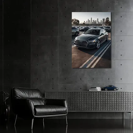 Audi A8 Dark Gray City Parking Lot
