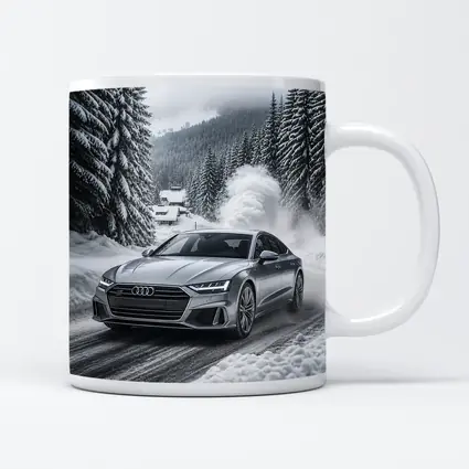 Audi A7 Driving Through Snowy Winter Road