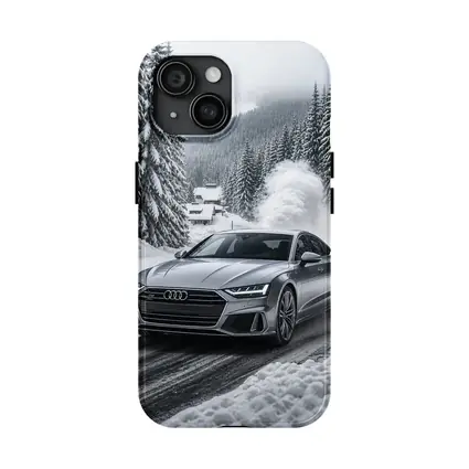 Audi A7 Driving Through Snowy Winter Road